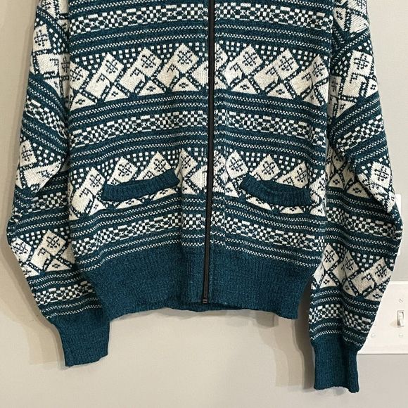 Vintage Rob‎ Winter Cardigan Sweater Full Zip Pockets Grandpacore Medium EUC - Picture 4 of 11